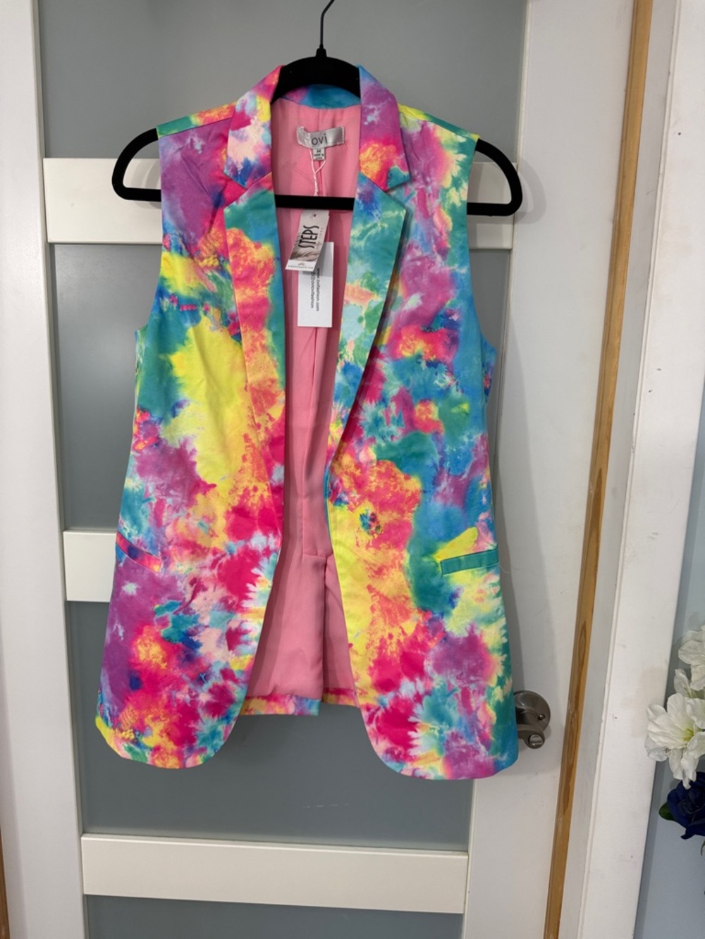 Ovi Multicolor Tie-Dye Sleeveless Blazer Vest